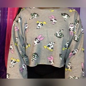 Gray power puff girls women crop tops